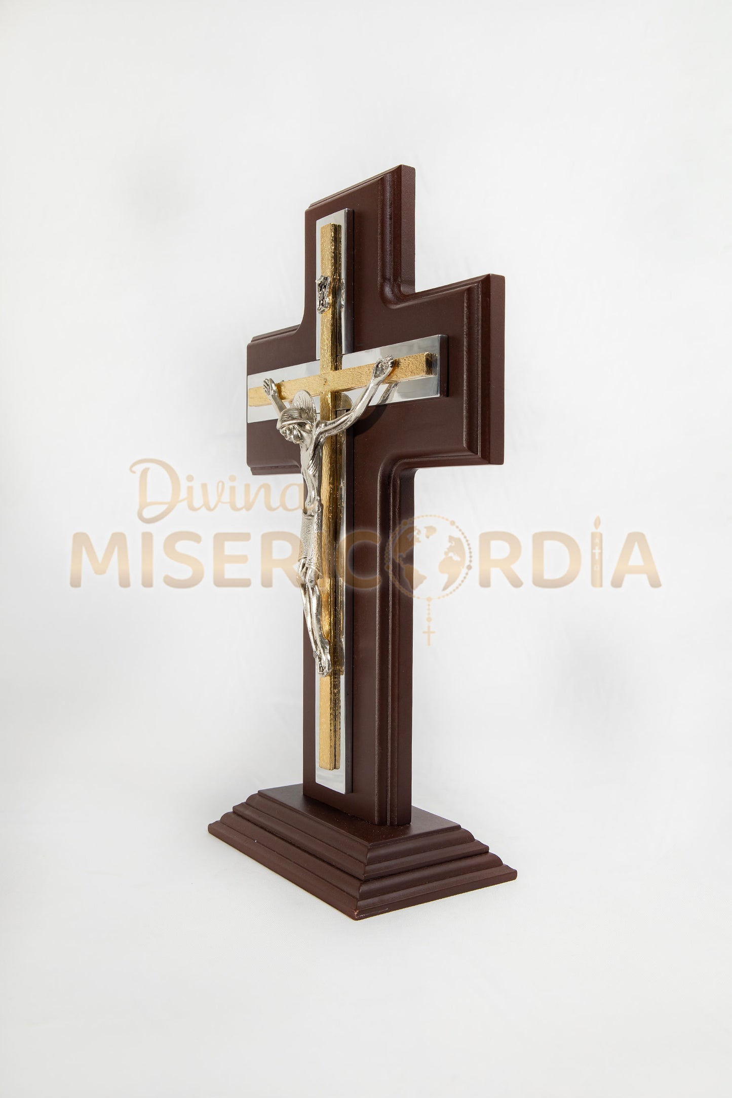 Crucifijo Base Chapeado Madera JV