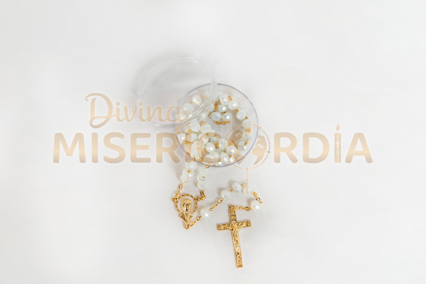 Rosario Cristal Cortado Color Blanco 8JC