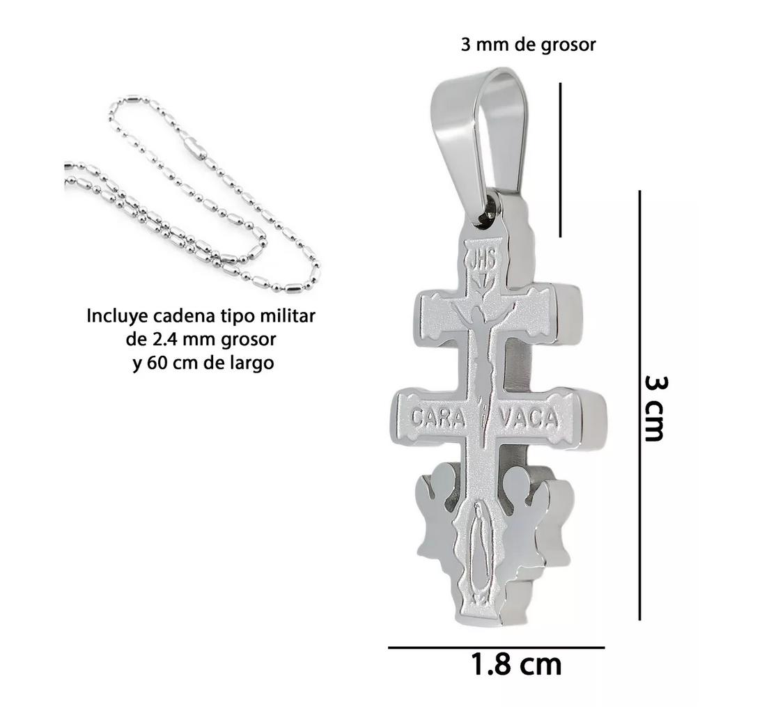 Dije Cruz de Caravaca en Acero Inoxidable