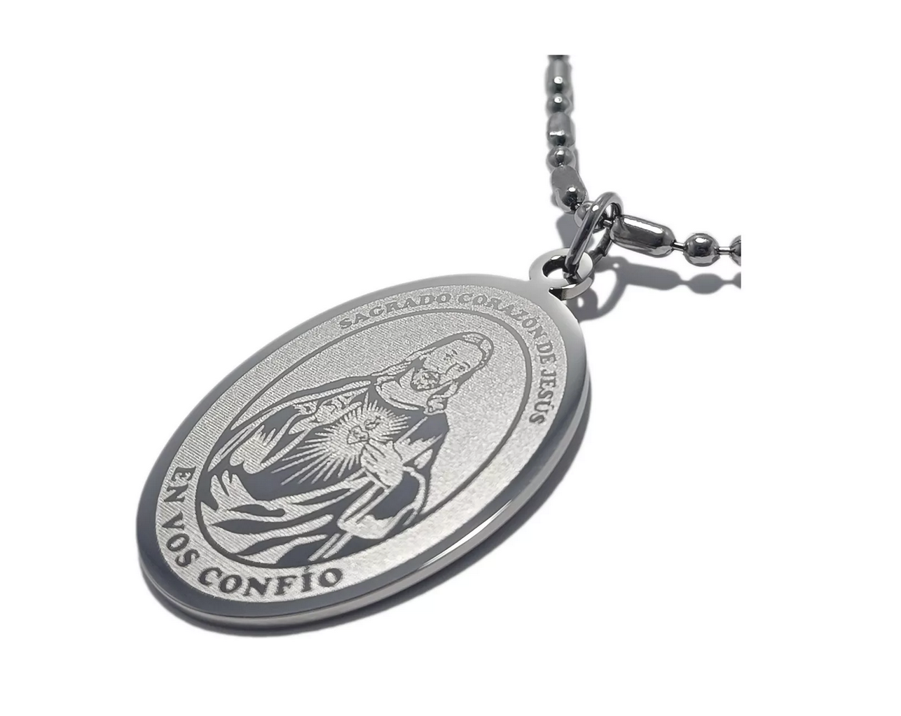 Dije Sagrado Corazón con Detente en Acero Inoxidable