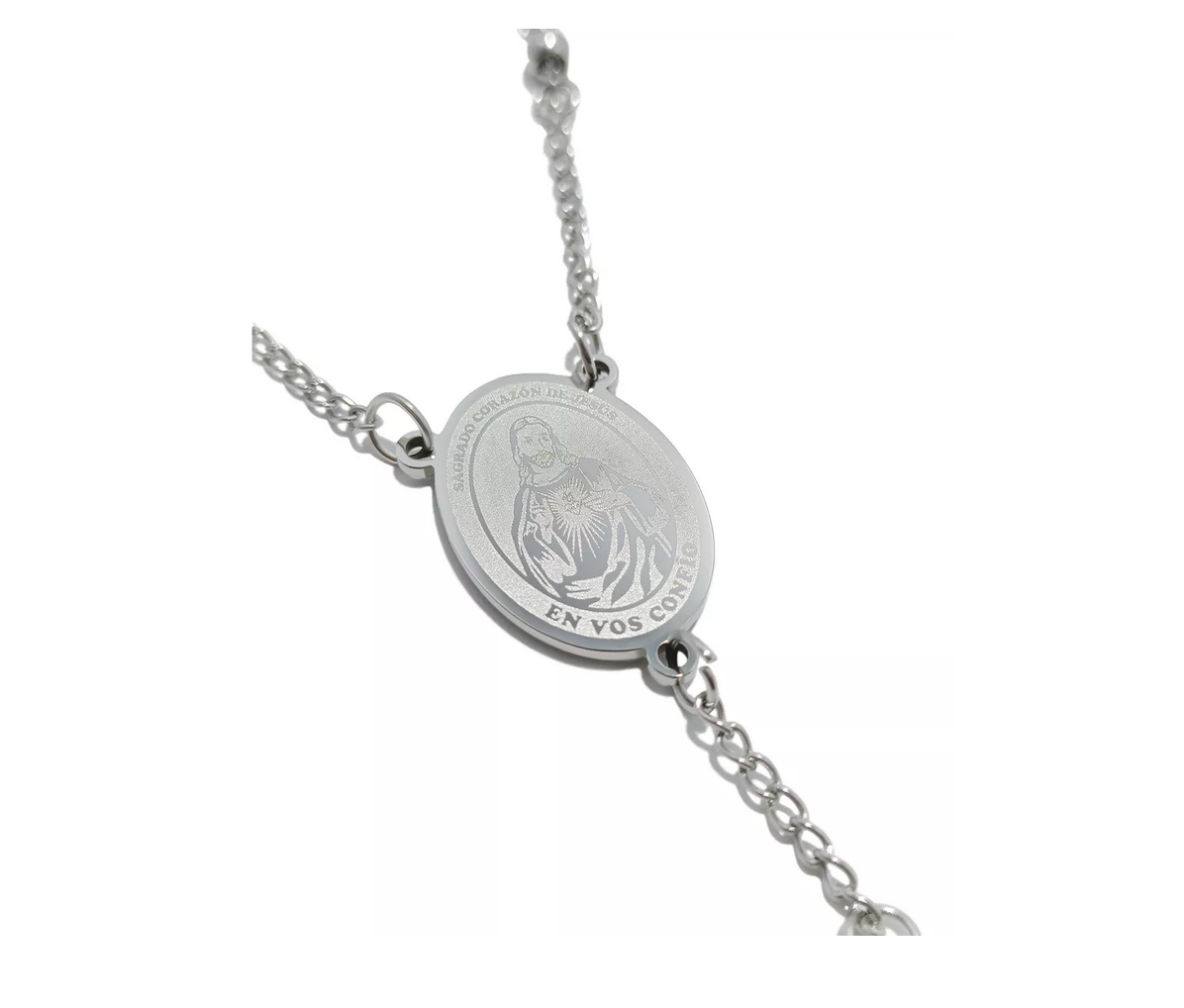 Rosario Acero Inoxidable Sagrado Corazon con Detente