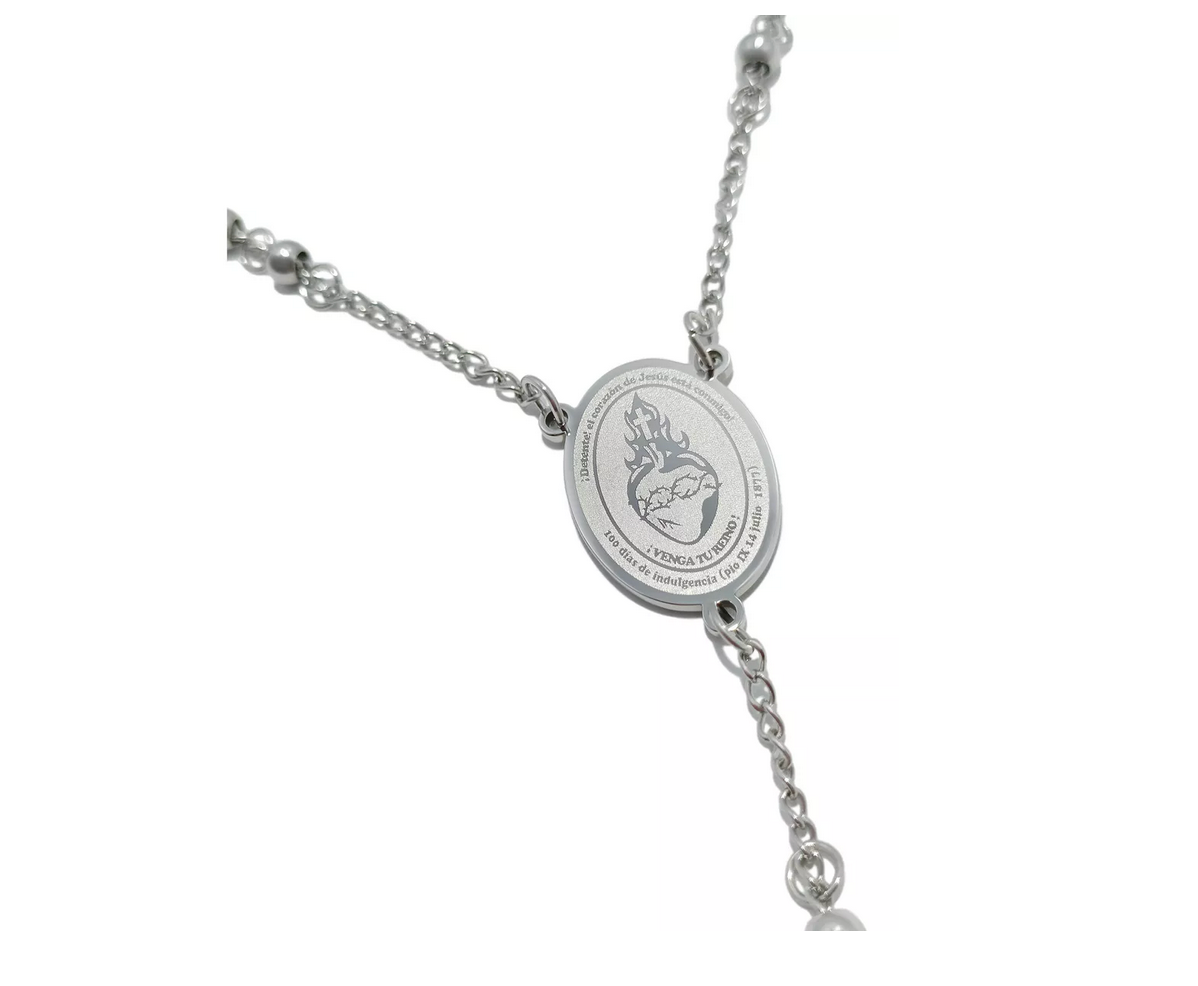 Rosario Acero Inoxidable Sagrado Corazon con Detente