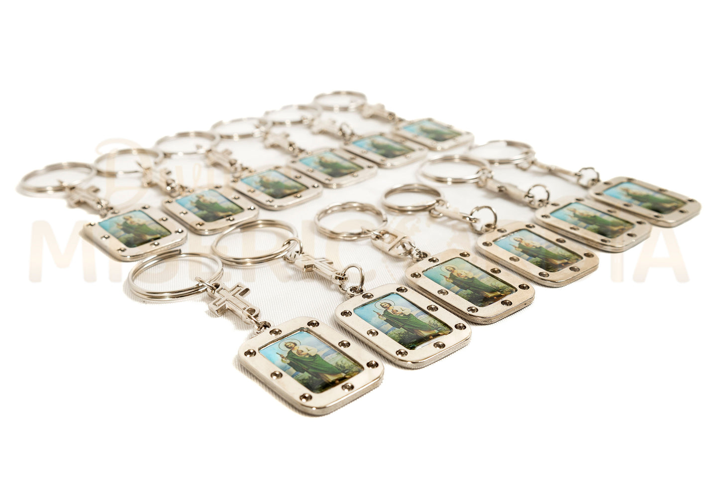Docena Llaveros Metal Cuadro PT