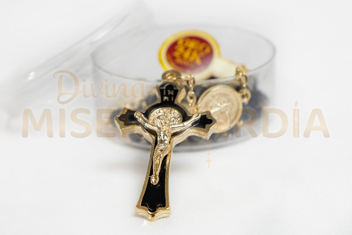 Rosario Cristal Cortado Color Negro San Benito 6JC