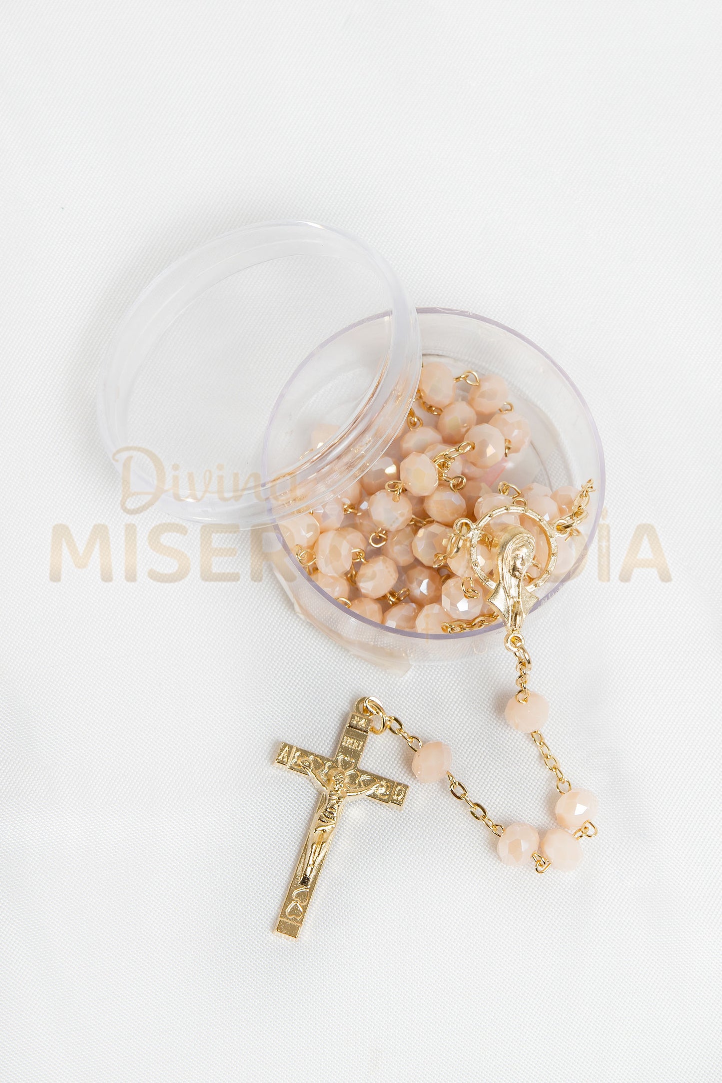 Rosario Cristal Cortado Color Salmon 8JC