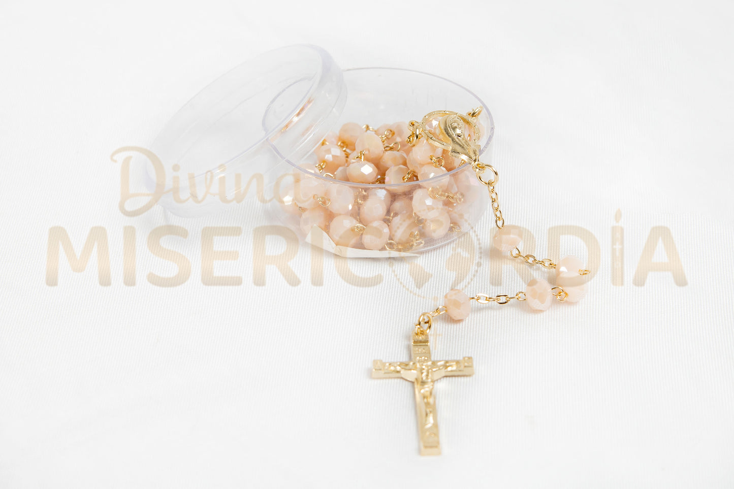 Rosario Cristal Cortado Color Salmon 8JC