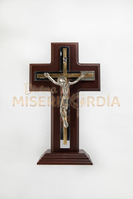 Crucifijo Base Chapeado Madera JV