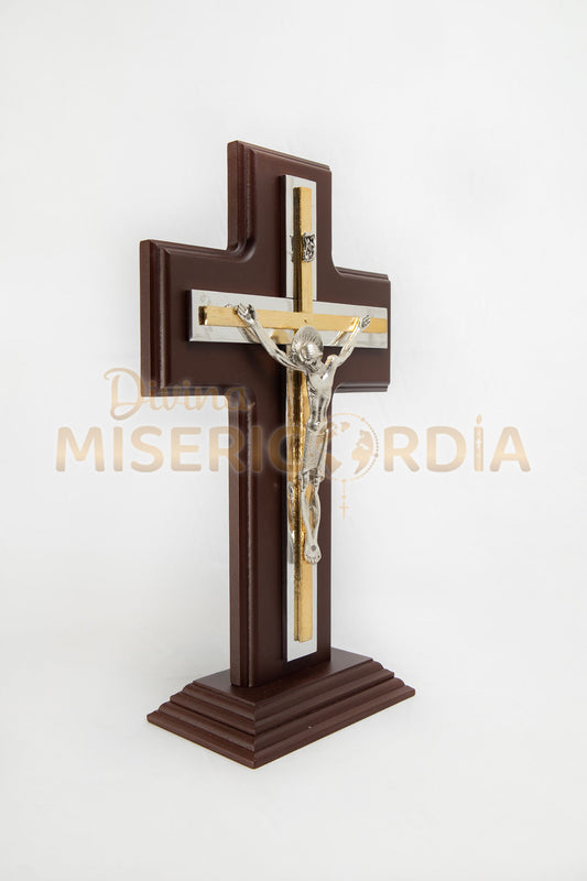 Crucifijo Base Chapeado Madera JV