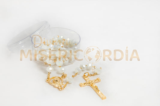 Rosario Cristal Cortado Color Blanco 8JC