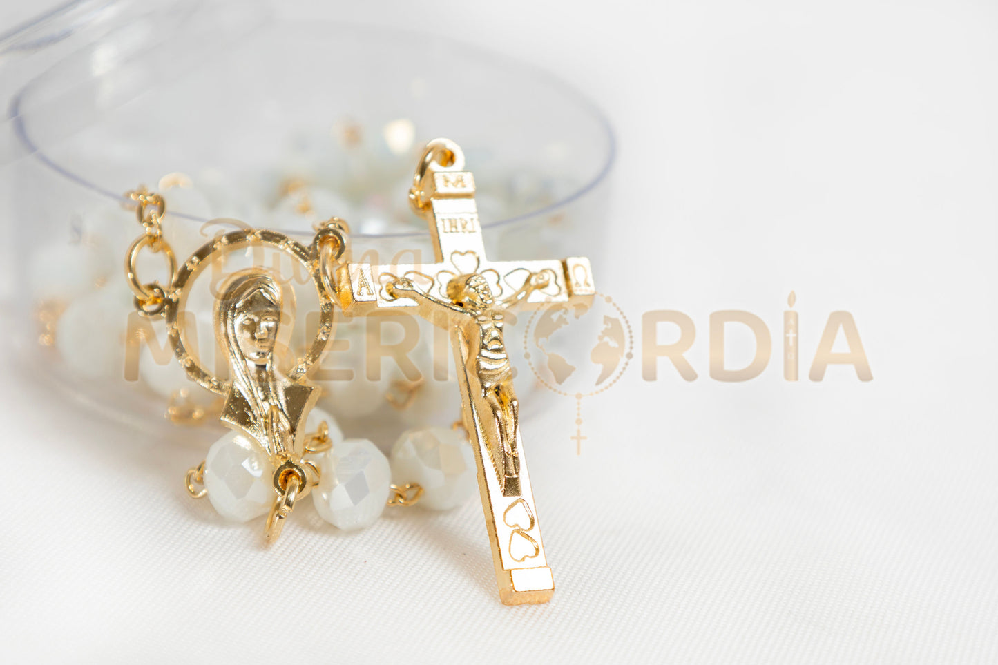 Rosario Cristal Cortado Color Blanco 8JC