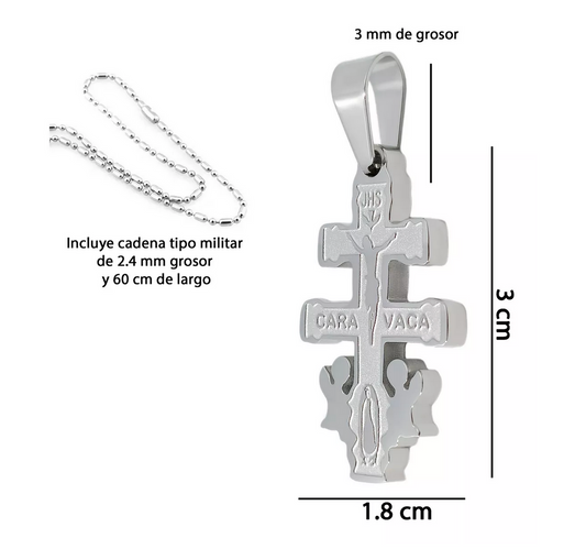 Dije Cruz de Caravaca en Acero Inoxidable