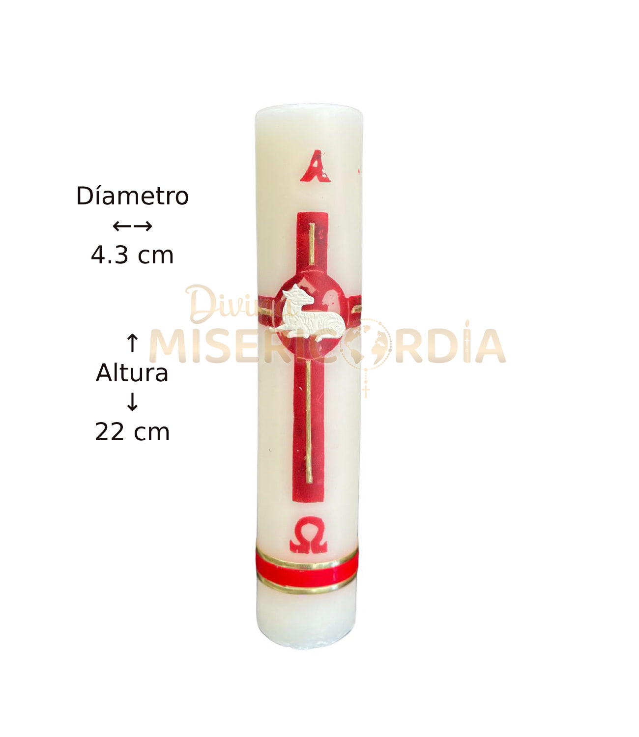 Cirio Pascual Decorado Mixto Rojo (4.3x22) VT